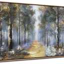 Ateliart Framed Landscpae Wall Art Tree Canvas Painting, Nature Forest Bedroom Wall Decor Textured Picture Artwork Oversize Extra Large Home Office Dining Room Kitchen 58"x29"
