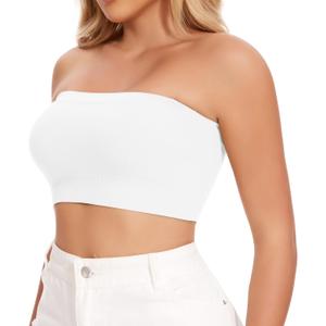 JOYSHAPER Strapless Bra for Women Tops Bandeau Wireless Comfy Tube Top Daily Bra (Medium, White)