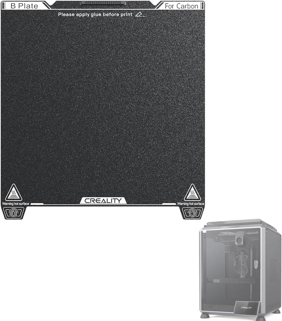 Creality Upgraded K1C Frosted PEI Build Plate Kit (235 * 235mm), Without Soft Magnetic Sticker, Wipe Nozzle Design, Wear-Resistant and High-Temperature, 3D Printer Platform for K1C