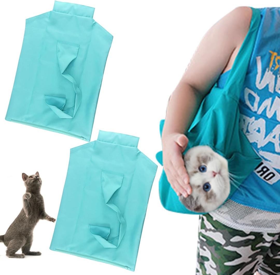 Cat Carrier Pouch,Cat Pouch Cozy Comfort Carrier,Anti-Scratching CatCarrier PouchBag Nail Trimming,Large CatCarrier Restraint Bag for Medication,Administration,Grooming, 2 PCS