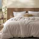 Bedsure Cotton Duvet Cover King - Luxury Slub Weave 100% Cotton Duvet Cover with a Linen Like Textured, Easy Change Durable Bedding, Natural Linen, 104" x 90"