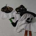 Set of 3 Halloween Hanging Ghosts, Halloween Decorations Witch Hat Lights, Outdoor Glowing Ghost for Yard Patio Garden Tree