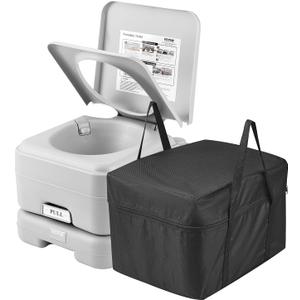 VEVOR Portable Toilet for Camping, Porta Potty with 3.2 Gal Waste Tank & 3.2 Gal Flush Tank, Push-Button Pressurized Flush Commode with Level Indicator, Travel Toilet for Adults Kids Camping Car Trips