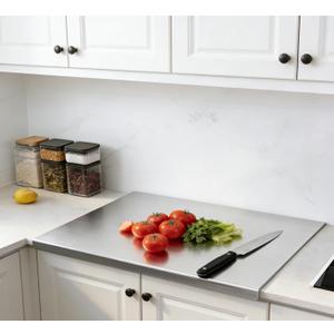 Stainless Steel Cutting Board for Kitchen (60 x 40cm / 23.6"L x 15.7"W), 304 Food Grade Stainless Steel Cutting Boards with Lip, Large Cutting Board Meat, Fruits, Vegetables, Bread and Baking