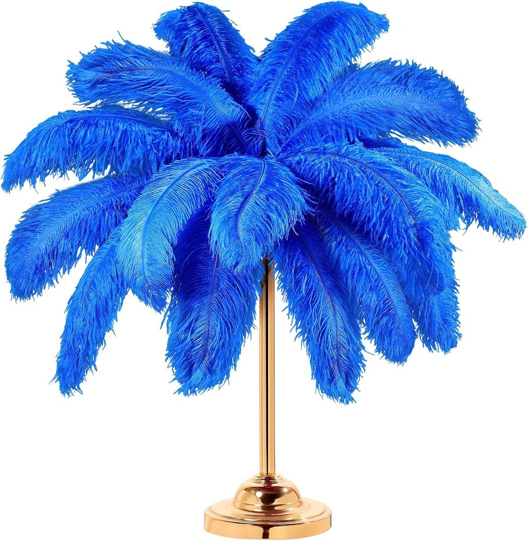 Retrowavy 30 Pcs 14-16 Inches Large Natural Ostrich Feathers Bulk for Centerpieces for Wedding Party Centerpieces Home Decoration Flower Arrangement (Royal Blue)