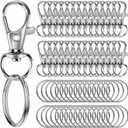 60PCS Keychain Making Kit, Including 30PCS Keychains Clips Hooks and 30PCS Key Chain Rings, Lobster Claw Clasps with Keychains Rings Accessories for Jewelry Making (Silver)