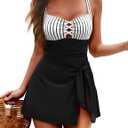 Zilcremo One Piece Swim Dress Tummy Control Swimsuit for Women (Black, M)