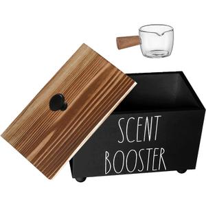 Laundry Scent Booster Container, Farmhouse Scent Beads Storage Organization, Rustic Wood Dispenser for Clothing Fragrance Beads, Laundry Room Powder Box, Laundry Detergent Organizer Bin(Black) (1 Count (Pack of 1))
