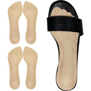 2 Pairs Pigskin High Heel Sandal Inserts for Women, Anti Slip & Sweat Cushioning Insoles for Flats Dress Shoes, Self-Adhesive Leather Inserts Relief Blister Callus Pain, Large 8-12 Size