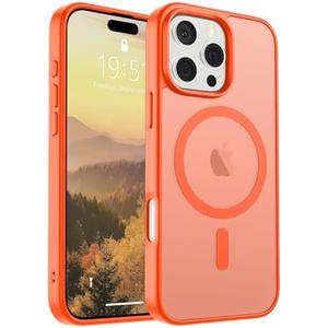 SUPFINE Magnetic for iPhone 16 Pro Case (Compatible with MagSafe) (Military Grade Drop Protection) Slim Translucent Matte Shockproof with Anti-Fingerprint Phone Case,Orange
