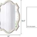 Small Rustic Scalloped Oval Mirrors for Bathroom 13 X 19 Inch, Distressed White Hanging Vintage Mirror, Farmhouse Wood Frame Gothic Wall Mounted Makeup Mirror for Bedroom Hallway Entryway