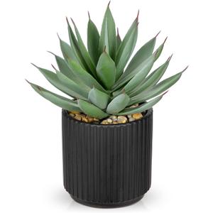 Briful Succulents Plants Artificial for Home Decor, Realistic Potted Fake Agave Plant, Black Ceramic Vase, Cute Aloe Maguey Faux Plant, Shelf Tables Decor, Modern Farmhouse Home Bathroom Decorations