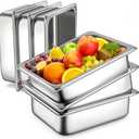 Zapstarz 6 Pack Hotel Pans, 1/2 Half Size 4 Inch Deep Steam Table Pan, Stainless Steel Commercial Food Pan Anti Jam Steam Pan, Breading Trays for Hotel, Party, Buffet, Catering Supplies