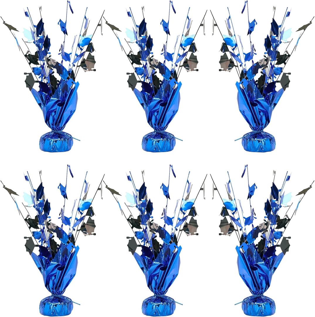 Gyufise 6 Pack Graduation 2025 Metallic Foil Spray Centerpiece Grad Cap 2025 Table Decoration Burst Table Centerpieces Decor for Class of 2025 Graduation Party Supplies Black Blue