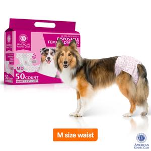 American Kennel Club Female Dog Wrap, Disposable Diapers with Wetness Indicator (M (15–23 in), 50, Count)