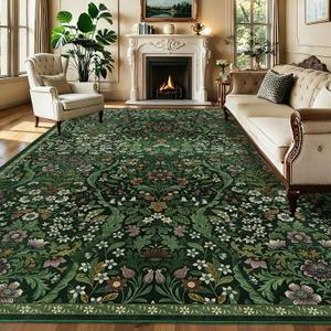 10x14 Large Floral Area Rug Soft Living Room Rug Green Carpet