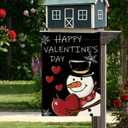 DLZDN Happy Valentines Day Snowman Love Heart Garden Flag 1218 Inch Double Side Vertical Burlap Farmhouse Yard Sign Holiday Outdoor Decoration