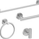 USHOWER Brushed Nickel Bathroom Hardware Set, Modern 24-Inch Towel Bar Set Wall Mounted, Durable SUS304 Stainless Steel Bathroom Accessories Set, 4-Piece