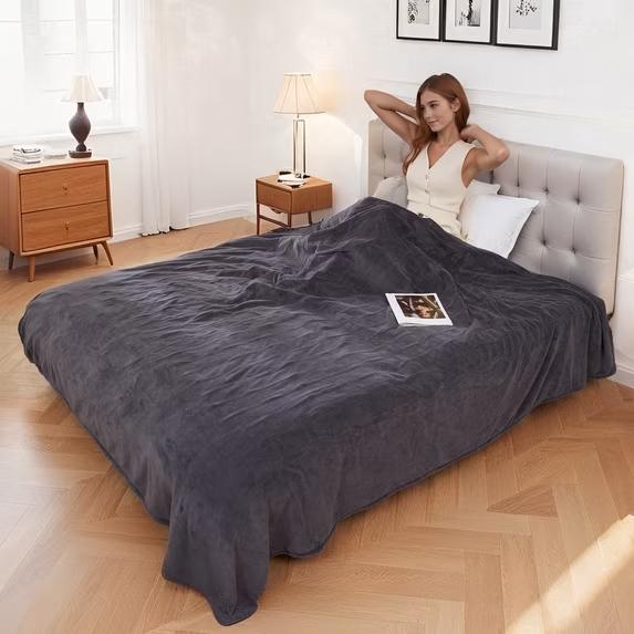 Electric Heated Blanket 72"x84" Full Size - Soft Warm Coral Fleece, 4 Heat Levels, 10 Hours Auto-off, Machine Washable with Overheat Protection, Dark Gray