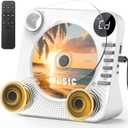 Desktop CD Player Bluetooth with HiFi Dual Speaker, CD Player for Home with Remote Control,Dust Cover,LCD Display,Sleep Timer,EQ Sound,USB/AUX/3.5mm Earphone Jack for Home,Kids,Gift (White)