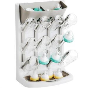 Yieach Larger Vertical Baby Bottle Drying Rack - BPA Free - Space Saving Feeding Bottles Drying Rack Holder for Countertop,Baby Bottle Holder Storage Station for Pacifiers,Pump Accessories Stand,Grey (Gray)