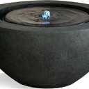 XBrand 19.8" W Round Sphere Water Fountain Indoor Outdoor with LED Light, Polyresin Bubbler Feature for Patio Garden Yard Home Dcor, Dark Green