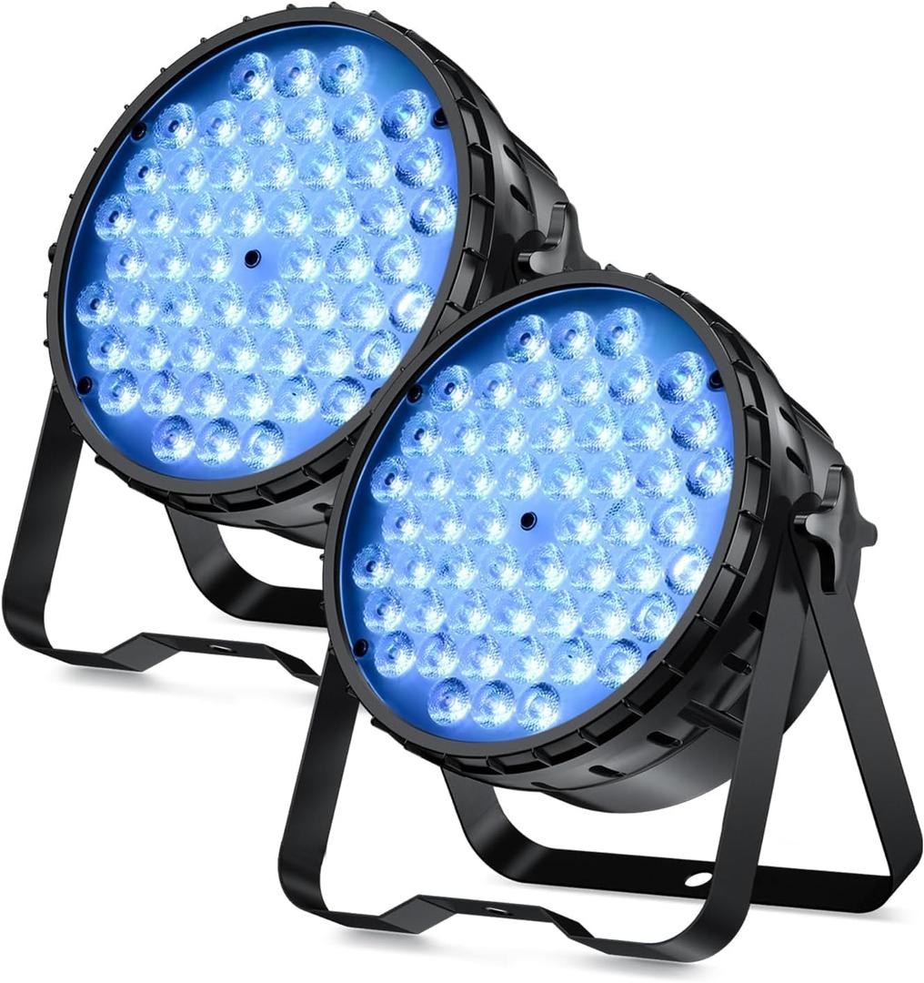 BETOPPER DJ Light 2 Pack, 54x3W LED Par Lights, DMX Stage Lights Sound Activated, Strobe Wash Lighting for Wedding, Church, Party, Club, Concert and Festival Events (2)