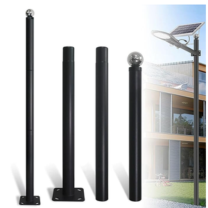 Outdoor Street Light Pole, Solar Split Lamp Post, Galvanized Steel Lights Poles with Mounting Accessory, for Street, Backyard, Park, Parking, Patio, Driveway Pathway(4M/13FT)
