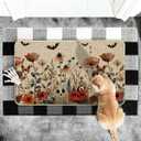 Artoid Mode Cat Jack-O'-Lantern Pumpkin Halloween Doormat, Low-Profile Switch Rug Door Home Decor Mat Floor Mat for Indoor Outdoor 17x29 Inch (Beige)