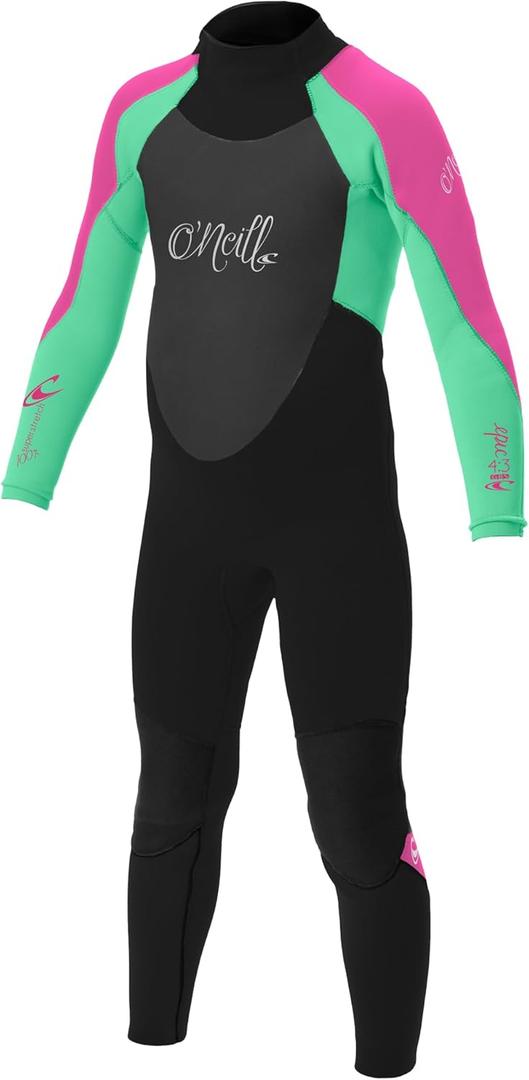 O'Neill Wetsuits Unisex-Child Youth Epic 4/3mm Back Zip Full Wetsuit (10, Black/Seaglass/Berry)