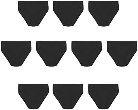 Hanes womens High-cut Panties Pack, High-waisted Briefs, Moisture-wicking Cotton Underwear, 10-pack (Black) XL