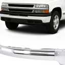 ALMULOO Front Bumper Face Bar(Split Design 3Pcs) Compatible with 2000-2006 Chevrolet Tahoe/Suburban 1500 2500&1999-2002 Chevrolet Silverado 1500 2500 3500 HD Bumper Impact Bar GM1002376 12336026