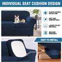 H.VERSAILTEX Rich Velvet Stretch 2 Piece Cover Chair Slipcover Sofa Cover Furniture Protector Couch Soft with Elastic Bottom Chair Couch Cover with Arms Width Up to 49 Inch (Chair, Navy)