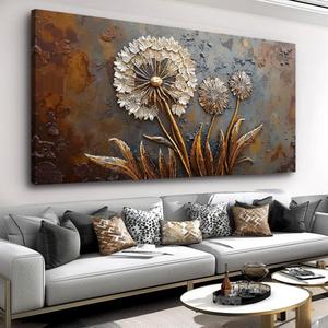 Large White Flower Wall Art with Taupe Background Elegant Flower Framed Floral Canvas Print for Living Room, Bedroom, Dining Room, Home Office Modern Ready to Hang Home Decor - 20"x40"