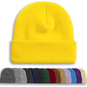 Rosoz Unisex Beanie Winter Knitted Skull Cuffed Soft Warm Hat for Men/Women Slouchy Ski Watch Cap (Bright Yellow)