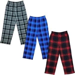 Mad Dog Concepts Boys Pajama Pants - Soft Micro Fleece PJ Bottoms for Kids Printed Plaid Design Boy's Sleepwear Size 620 3PK (14-16 Years, Gray / Blue / Red)