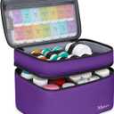 Mancro Dual Layers Pill Bottle Organizer Bag, Medicine Pill Organizer Bag with Lockable Zipper, Medicine Travel Bag for Pills, Vitamins, Pill Cutters, Medical Supply for Home Storage, Purple