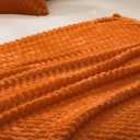 Vessia Flannel Fleece Throw Blanket(50x70 inch), 3D Jacquard Burnt Orange Fuzzy and Warm Blanket for Couch,Sofa,Bed,Chair, 300GSM Super Soft Touch Cozy Lightweight Throw for All-Season Home Decor
