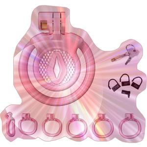 Male Flat Protective Cage with 5 Rings, Lightweight Flat Cage for Men -USHA18a (Pink)