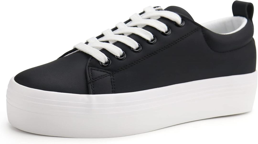 JABASIC Women Lace Up Platform Sneakers Comfortable Casual Fashion Sneaker Walking Shoes, Size 9.5