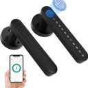 Fingerprint Handle Door Lock Smart Door Lock Levers eLinkSmart Keyless Entry Door Knob for Bedroom Back Front Door Bluetooth App Phone iOS Watch Black