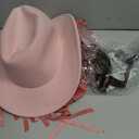 Pink Сowboy Hat Costume Set with Fringe, Pink Tinted Sunglasses, Western Party Accessories