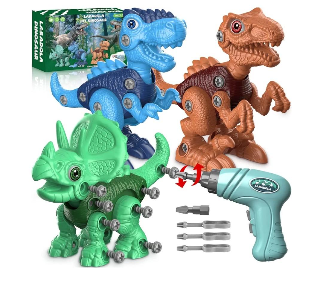 Laradola Dinosaur Toys for 3 4 5 6 7 8 Year Old Boys, Take Apart Dinosaur Toys for Kids 3-5 5-7 STEM Construction Building Kids Toy with Electric Drill, Party Christmas Birthday Gifts Boys Girls