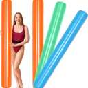 Meooeck 3 Pcs Jumbo Inflatable Pool Noodles 71", Thick Floating Swim Tubes for Pool Party, Large PVC Blow up Noodles for Summer Water Games Fun