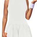 Panadila Womens Bubble Tennis Dress with Shorts Workout Athletic Dress Golf Outfits Backless Casual Activewear with Pockets, Large 