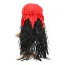 Boieo Pirate Wig for Women Men, Pirate Costume Women Men Halloween, Black Hair Wigs with Accessories, Headband Bandana Head Scarf Set, Adult Captain Hat Eye Patch