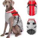 Dog Winter Coat with Harness, Dog Jacket Clothes with Zipper on Back, Waterproof Windproof Warm Vest, Reflective Cold Weather Coats, for Small Medium Large Dogs, Thick (Red,M) (M(Chest Girth:21.25"/54CM))