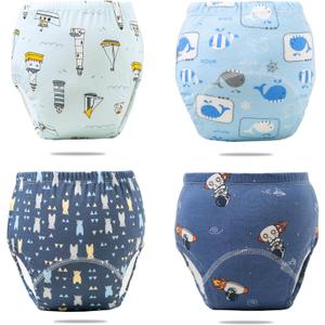 Upairy Training Pants for Boys Girls,Potty Training Underwear Girls and Boys,Up Airy Potty Pants for Toddler,Soft Absorbent & Leak-Proof with Characters, 100% Cotton Washable (4PCS,Small)