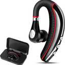 Bluetooth Headset V5.0,Wireless Bluetooth Earpiece with Noise Canceling Mic for Cell Phone,Business Earphone for Driving/Trucker/Office,Sweatproof Headset for Android/iPhone-RED