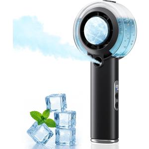 HandFan 5000mAh Portable Turbo Misting Fan, High Speed Handheld Ice Cooling Fan, Spray Water Mist Fans, Mini Hand Fans Rechargeable, 100 levels Adjustable, for Summer Travel Concerts Disney(Black)